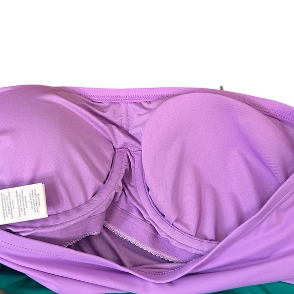 Kate Spade Women's Purple Striped Bandeau One-Piece Swimsuit Size Large - Picture 12 of 12